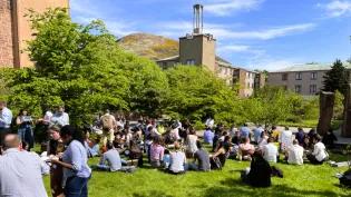 CIR members enjoying lunch in the Edinburgh sunshine
