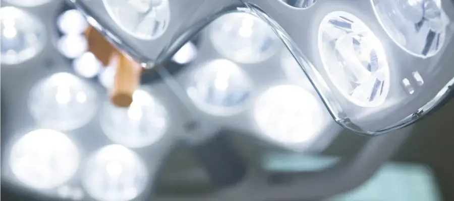 Close up of operation table lights