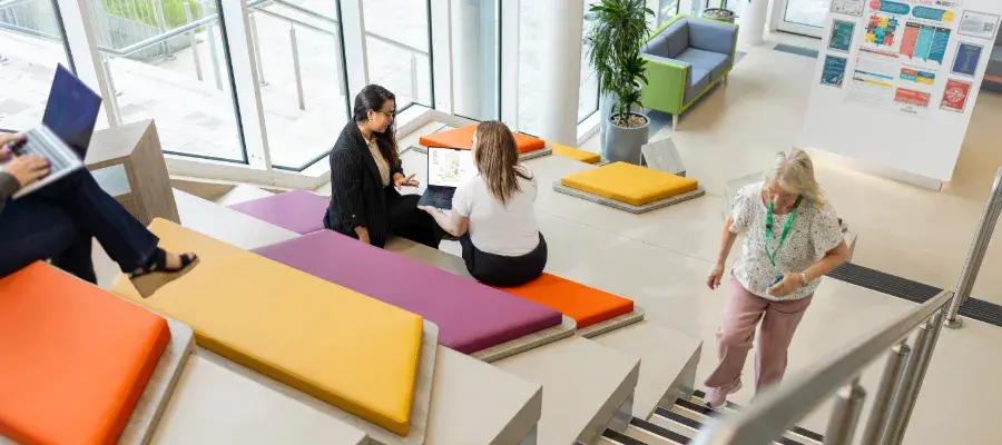People working on the innovation staircase