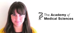 Headshot of Katie Mylonas with The Academy of Medical Sciences Logo