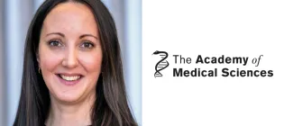 Chloe Stanton headshot on left and the Academy's logo on the right