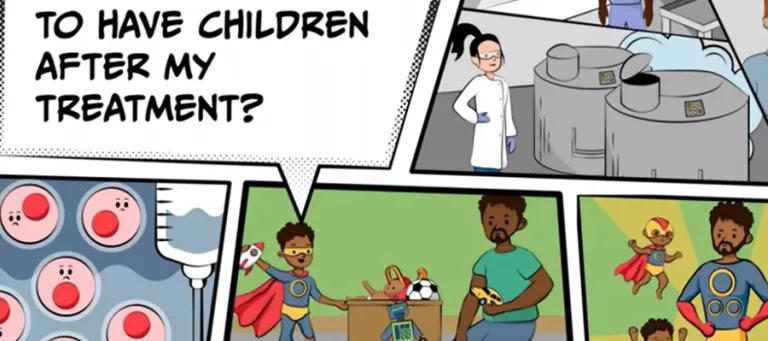 A cross section of a comic strip panel