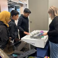 Children looking at laser pointer game