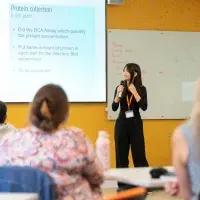 Summer intern presents to a room