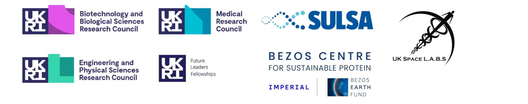 A list of sponsor logos - UKRI, Sulsa, Bezos Centre, Imperial Bezos Earth Fund and UK Space Labs