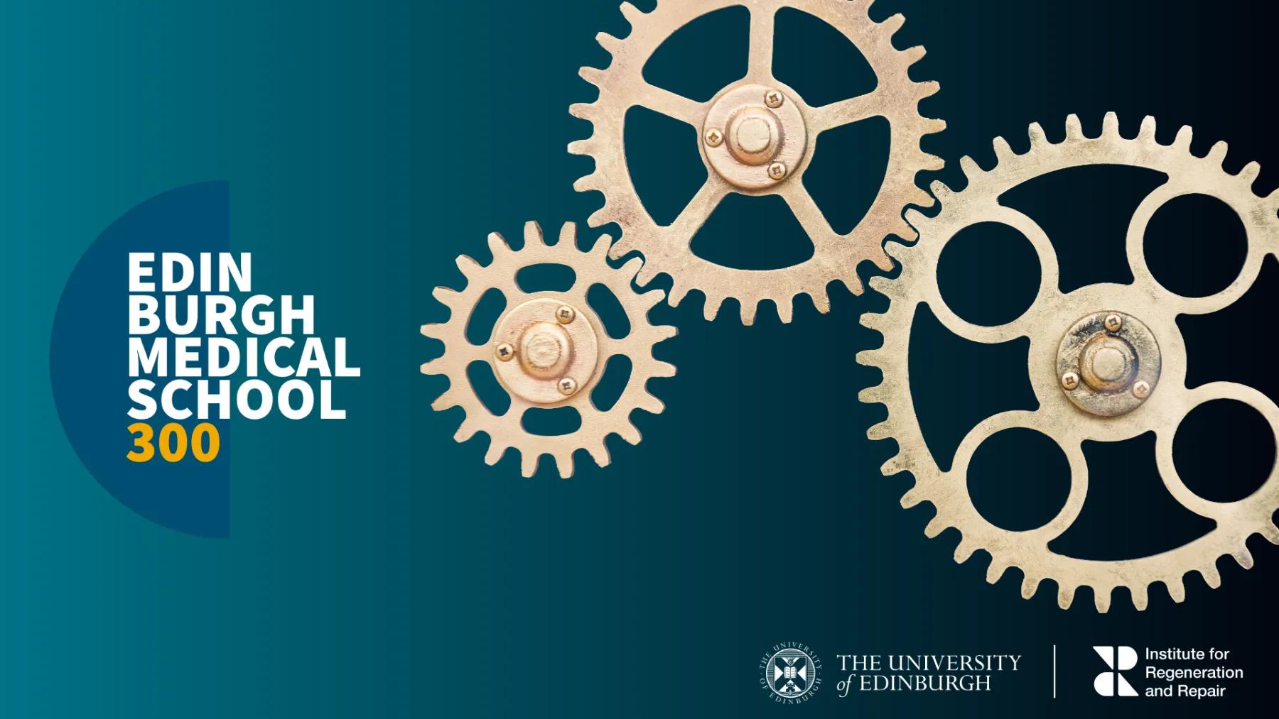 Blue background with 3 interlocking cogs in the foreground, with the EMS300 logo