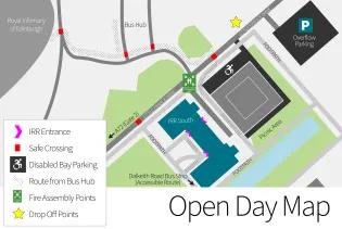 Map of IRR access and parking for Doors Open Day 2025