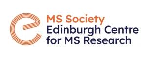 MS Society Edinburgh Centre for MS Research - logo containing that text in orange and navy colours with a big lowercase e in front of it