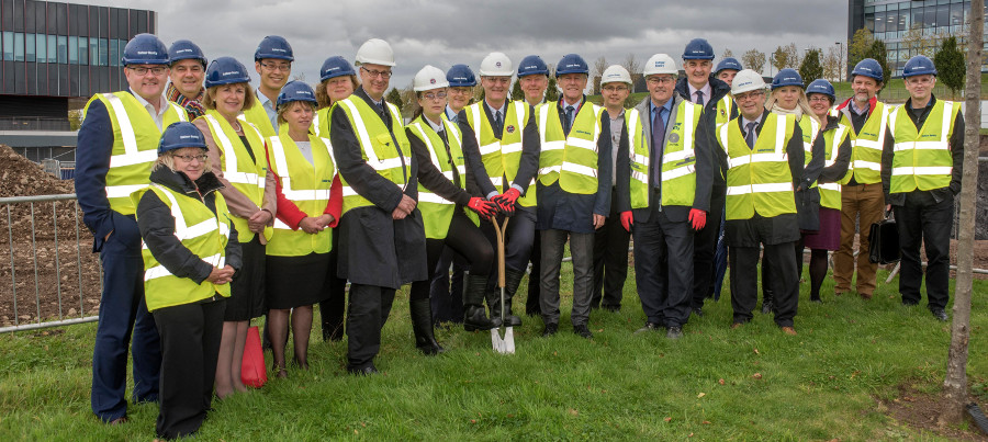 Stuart Forbes and Kelsey Wallace break ground for the new CTR building