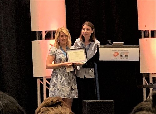 Sophie Quick receiving award at CVB Conference 2019